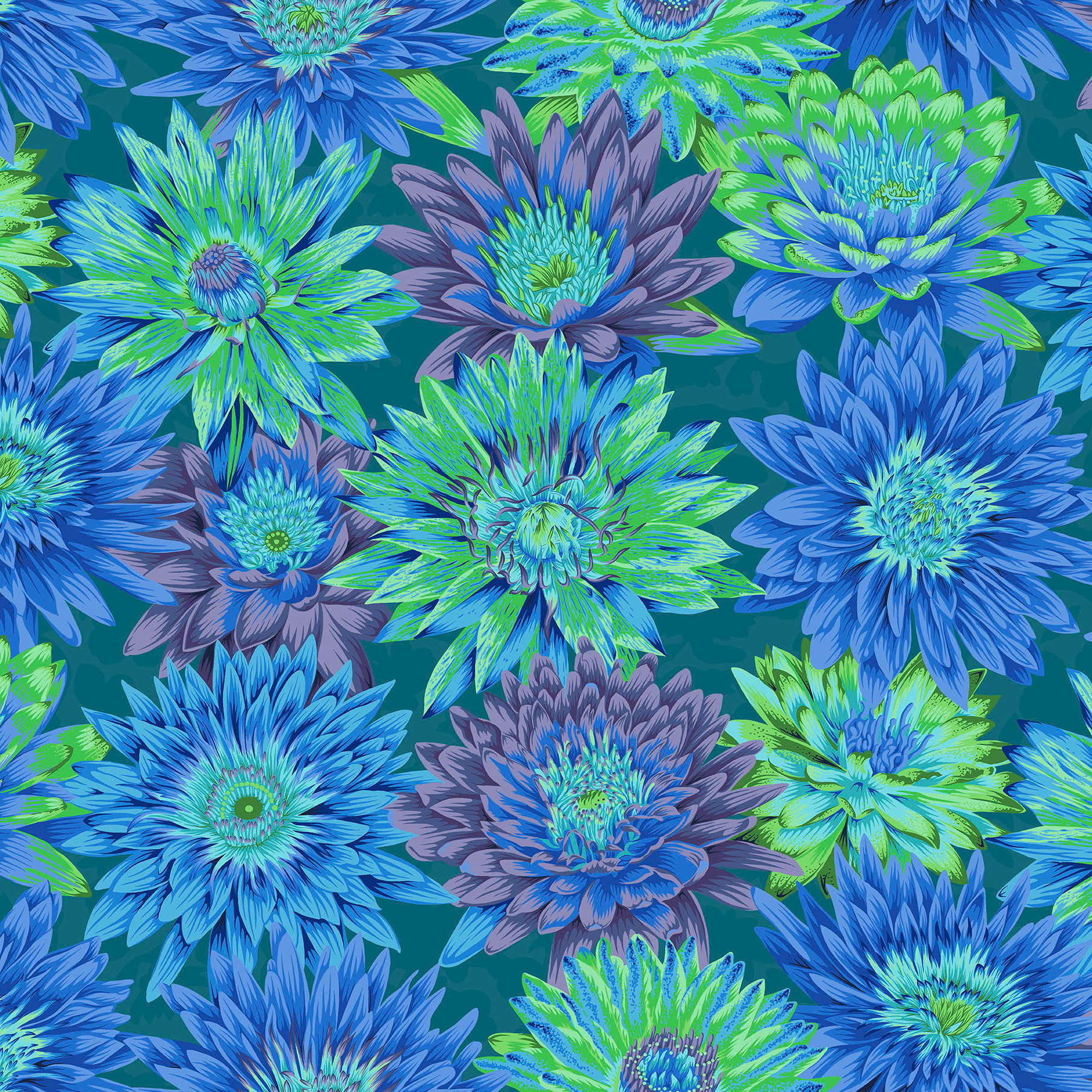 Tropical Water Lilies - PWPJ119 - Blue